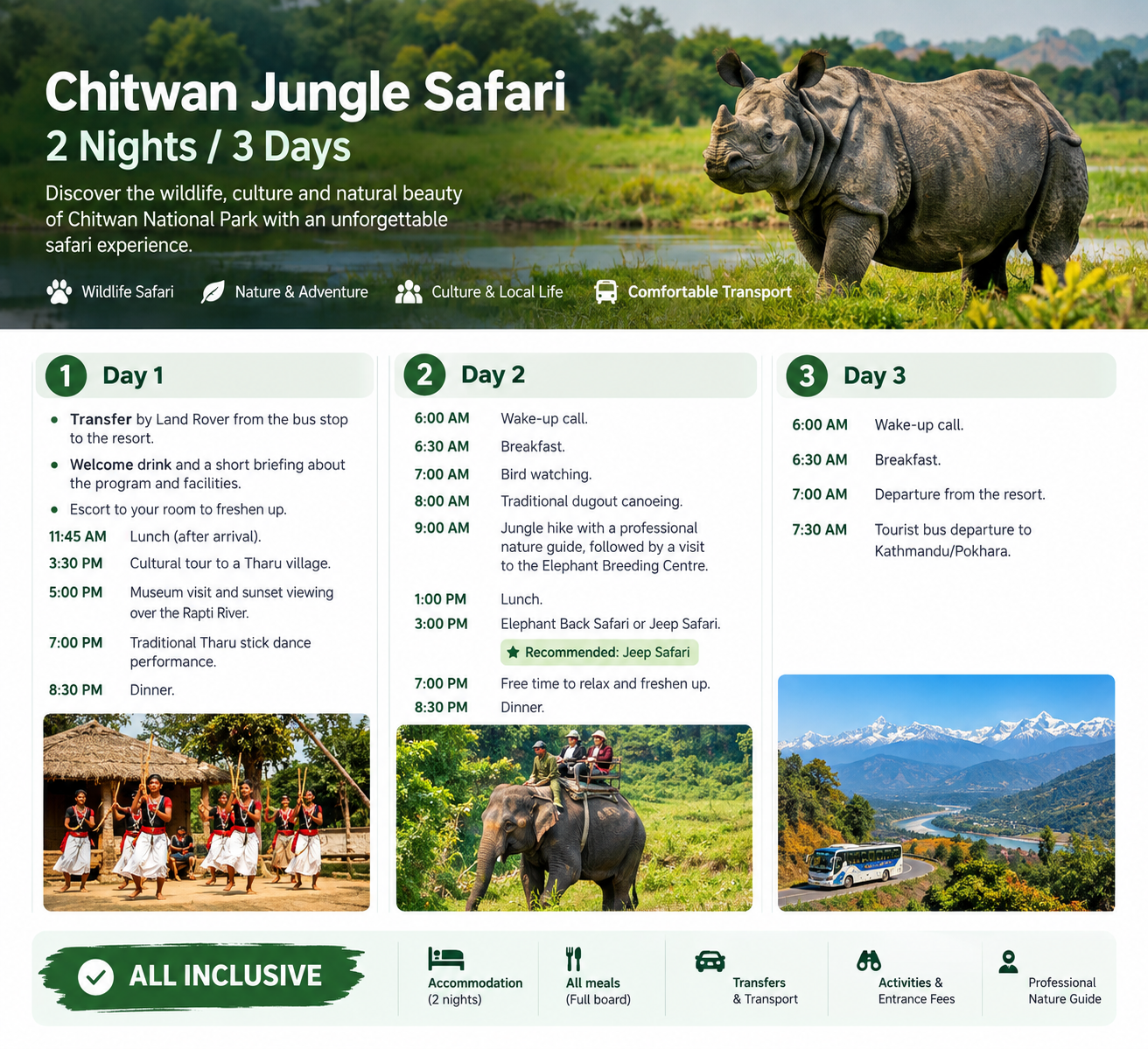 Chitwan Jungle Safari – 2 Nights / 3 Days